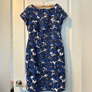 Talbots Blue and White Floral Midi Dress